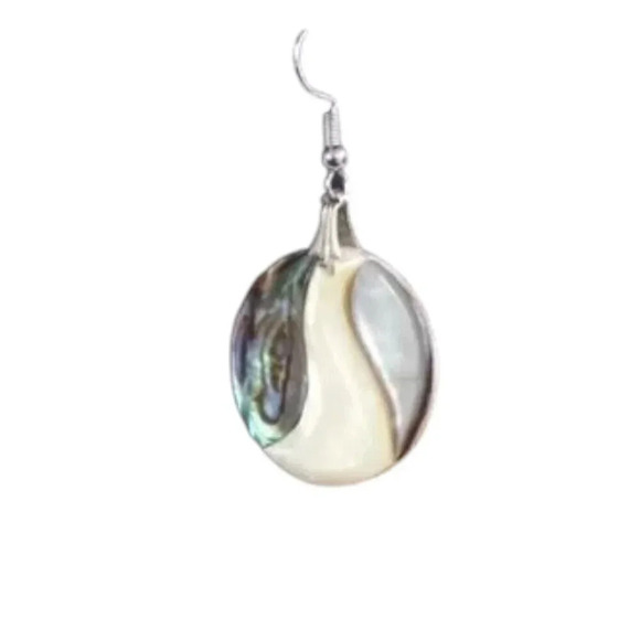 Abalone Wave Dangle Earrings - Picture 3 of 7